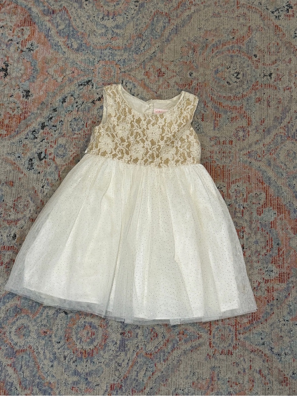 Youngland Ivory Tulle Dress with Gold Lace Bodice